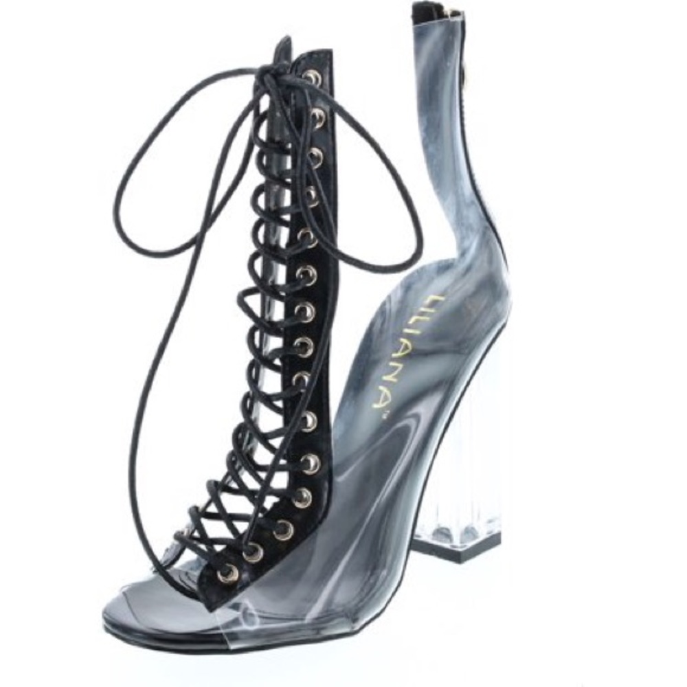 Liliana women’s size 11 clear lace up bootie